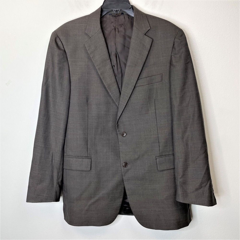 Brooks Brothers 1818 Madison Gray Plaid Wool Suit Jacket 42L Estrato Togna